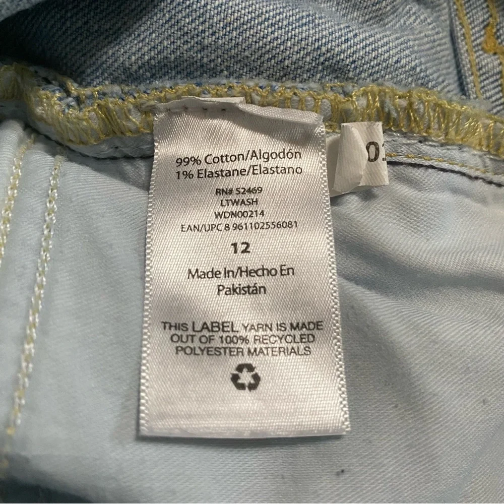 Blue Relaxed Fit Jeans with Distressed Details Super High Crop Wide Straight 12